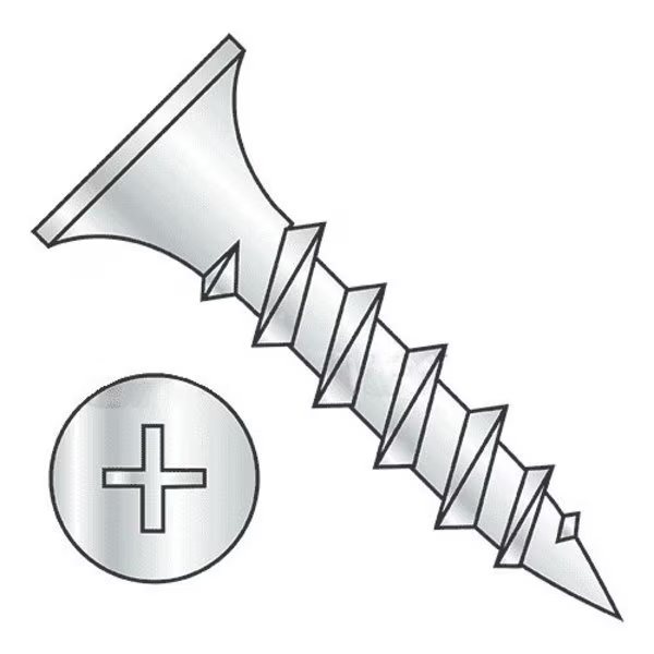 Drywall Screw, #6 x 1-1/8 in, Steel, Flat Head Phillips Drive, 10000 PK, Newport Fasteners, Mfr#: 211627-10000